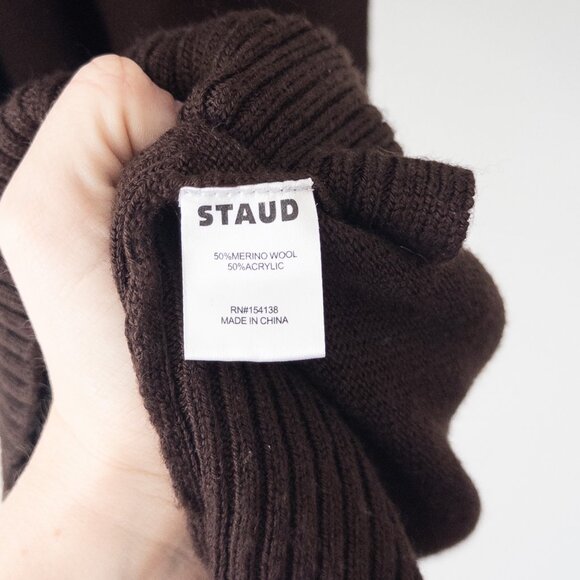 Staud Crown Polo Maxi Dress Wool Blend $275 with Stretch in Brown, Size Small - Picture 10 of 11